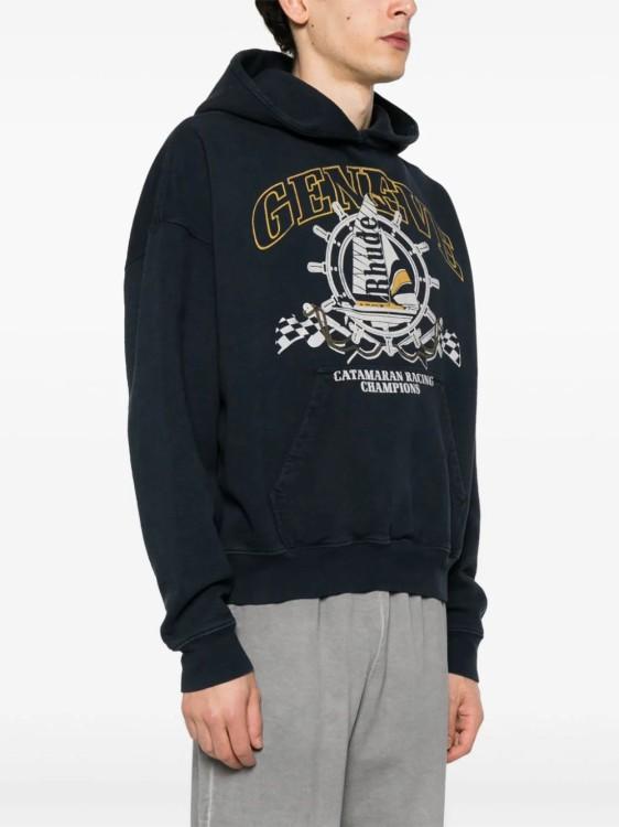 Nautical-print Cotton Hoodie In Black Product Image