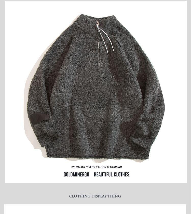 Half Zip Plain Sweatshirt Product Image