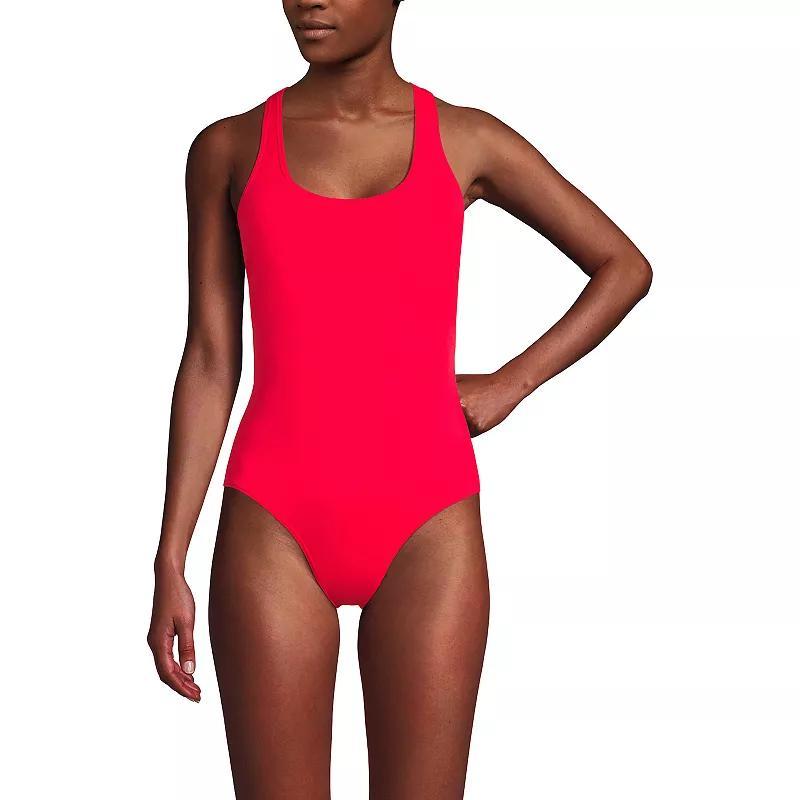 Womens Lands End Chlorine Resistant Scoop Neck Sporty One Piece Swimsuit Product Image