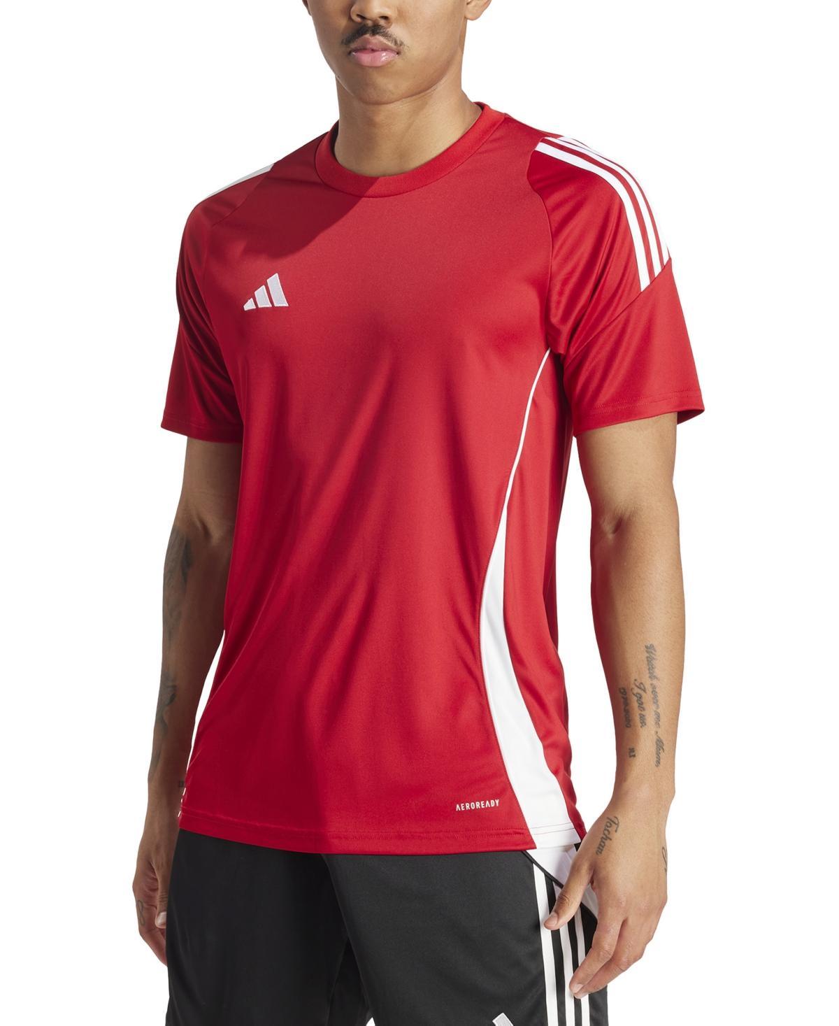 adidas Mens Tiro 24 Slim-fit Performance 3-Stripes Jersey - Team Navy Product Image