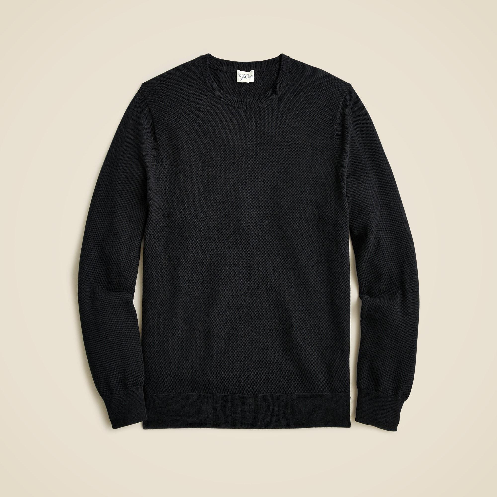 Cotton piqué-stitch crewneck sweater Product Image