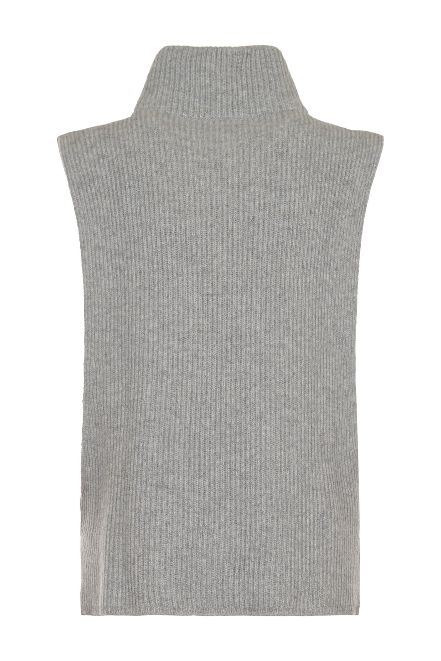 MAX MARA Turtleneck Ribbed Sleeveless Top In Grey Product Image