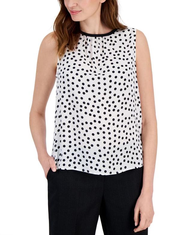 Women's Dot-Print Round-Neck Sleeveless Top  Product Image