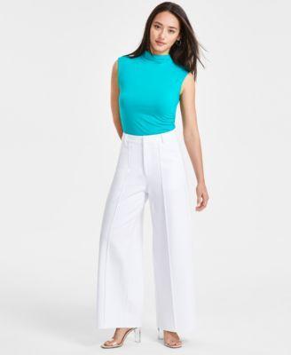 Petite Seamed Wide-Leg Ponté Pants, Created for Macy's Product Image