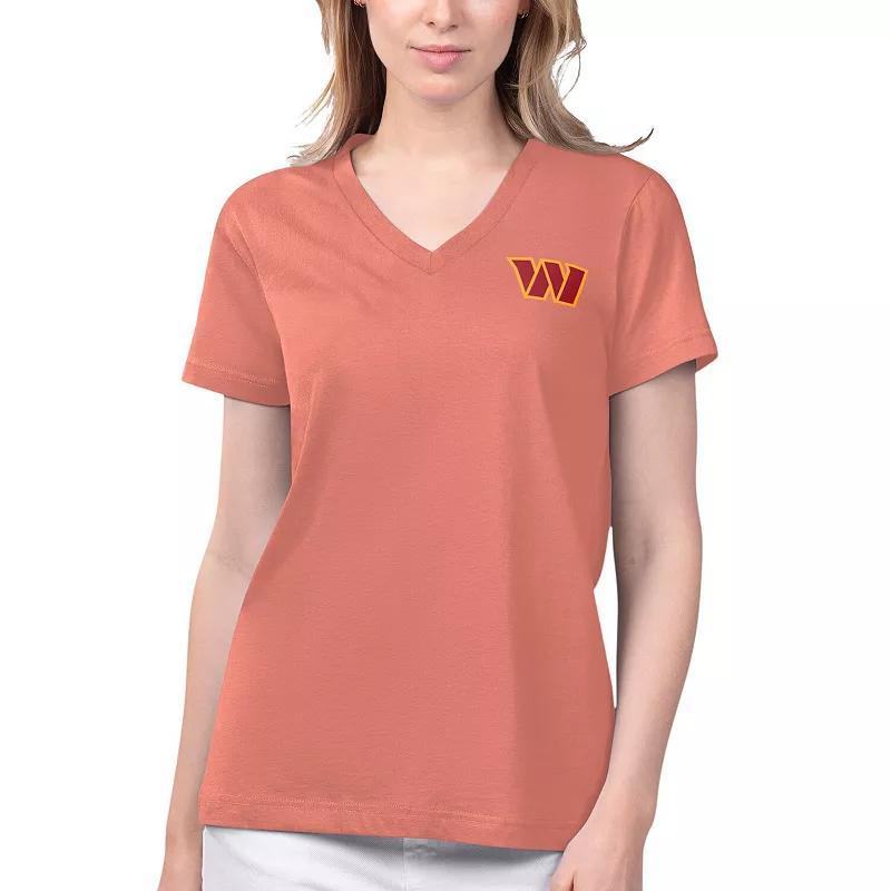 Womens Margaritaville Coral Washington Commanders Game Time V-Neck T-Shirt Product Image