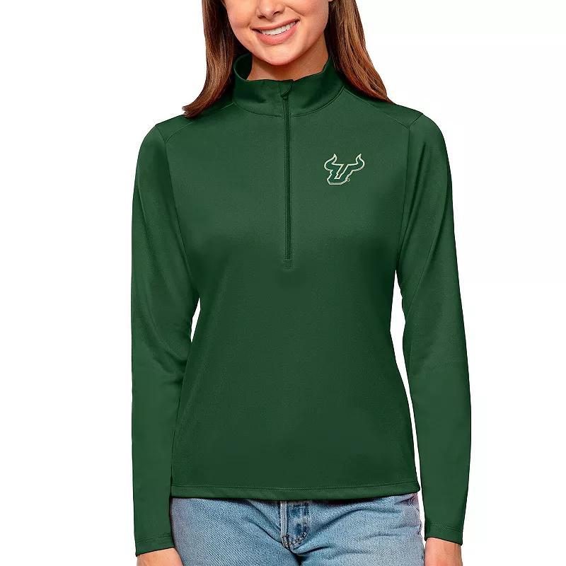 Womens Antigua Green South Florida Bulls Tribute Quarter-Zip Pullover Top Product Image