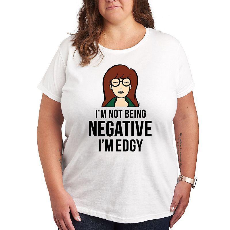 Plus Daria Not Negative Edgy Graphic Tee, Womens White Product Image