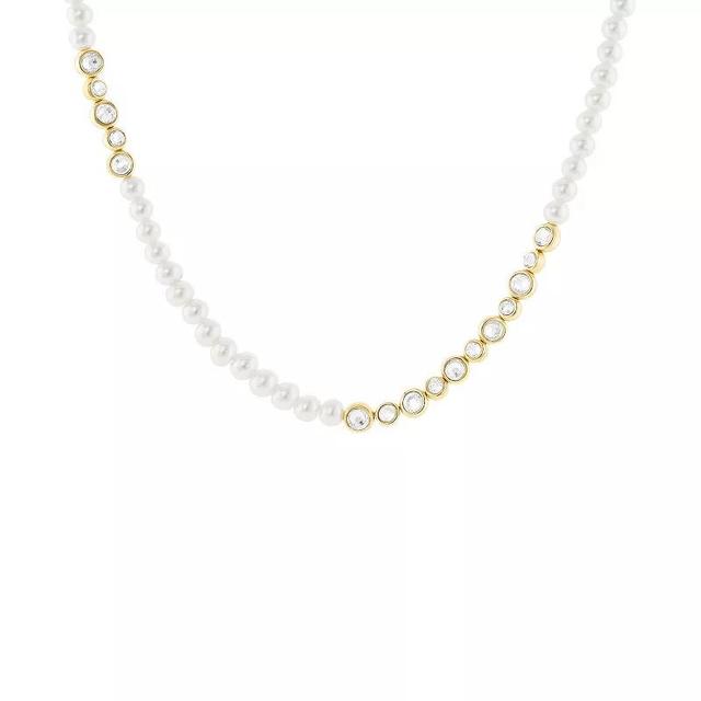 Emberly Gold Tone Clear Stone & Simulated White Pearl Necklace, Womens Product Image