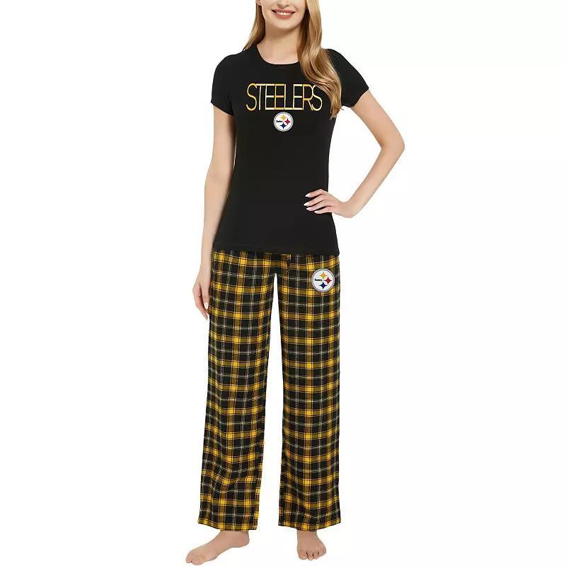 Womens Concepts Sport /Gold Pittsburgh Steelers ArcticT-Shirt & Flannel Pants Sleep Set product image