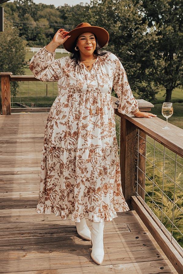 Wine Lover Satin Floral Maxi Dress Curves Product Image