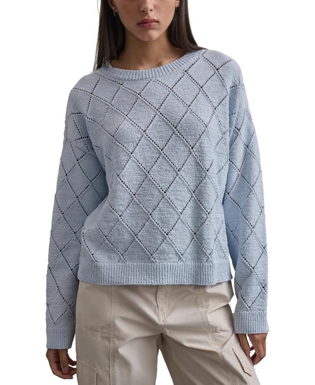 Dkny Jeans Womens Diamond-Shaped Pointelle Sweater Product Image