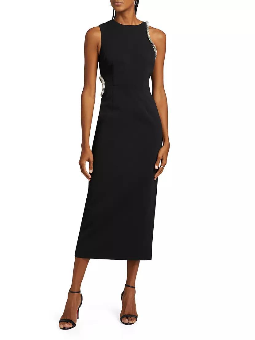 Nadya Crêpe Embellished Cut-Out Midi-Dress Product Image