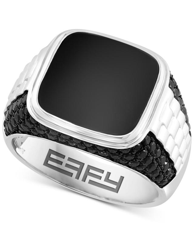 Effy Mens Onyx Spinel Two-Tone Ring in Sterling Silver Rhodium-Plate - Black Product Image