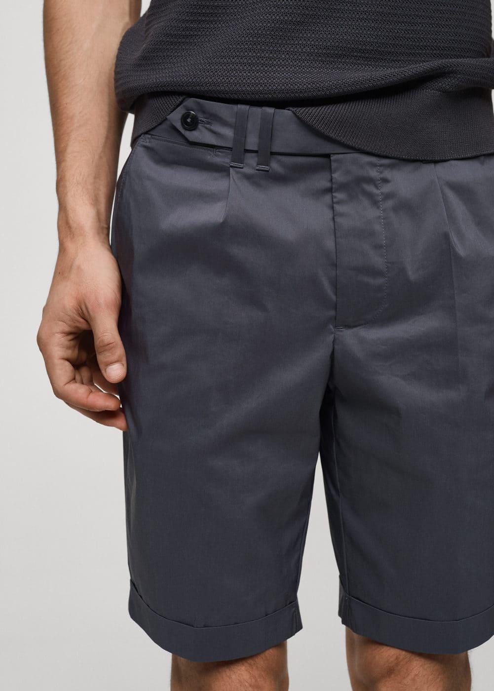 Mango Mens Cotton Pleated Bermuda Shorts Product Image