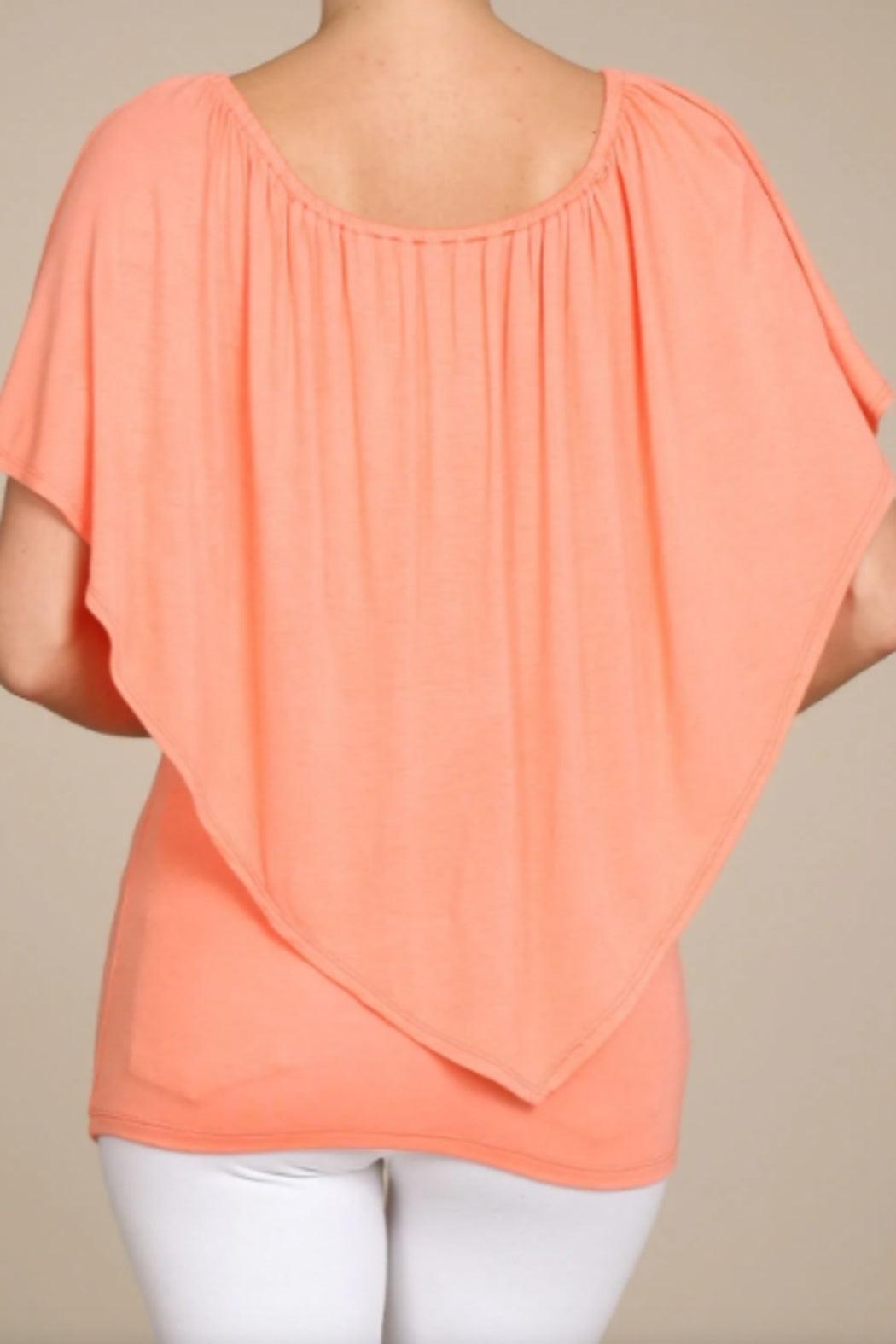 Convertible Neckline Top - Apricot Female Product Image