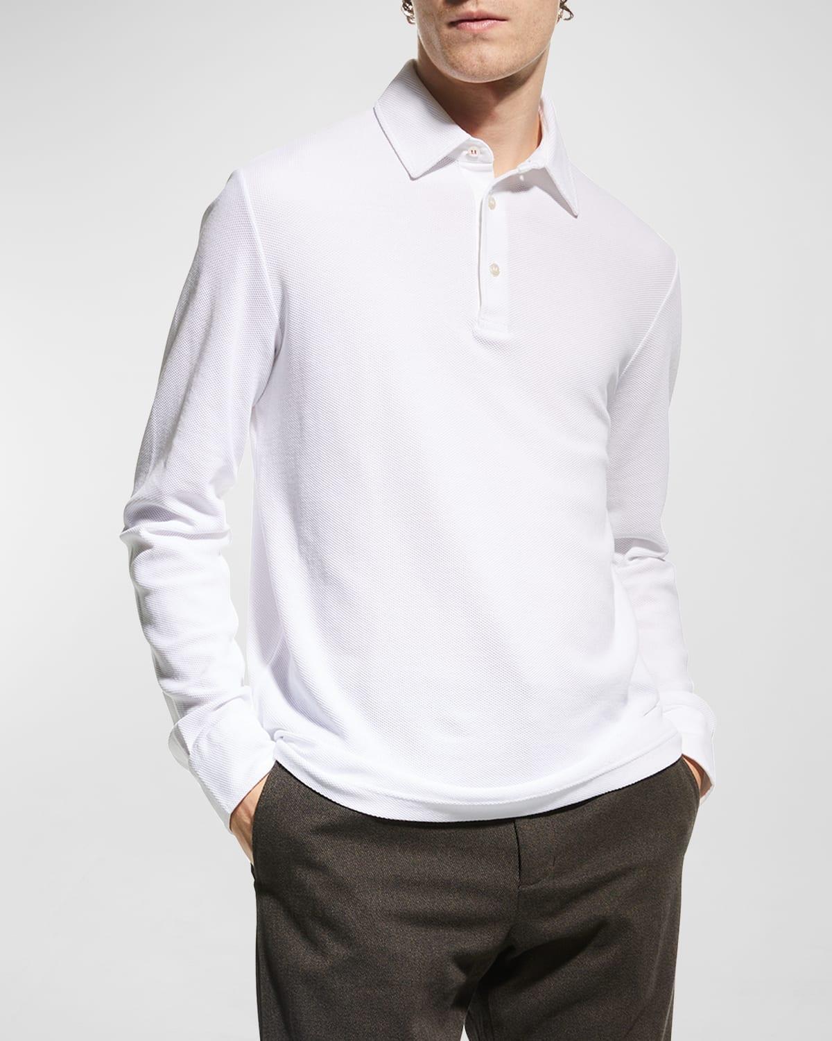 Mens Long-Sleeve Pique Polo Shirt Product Image