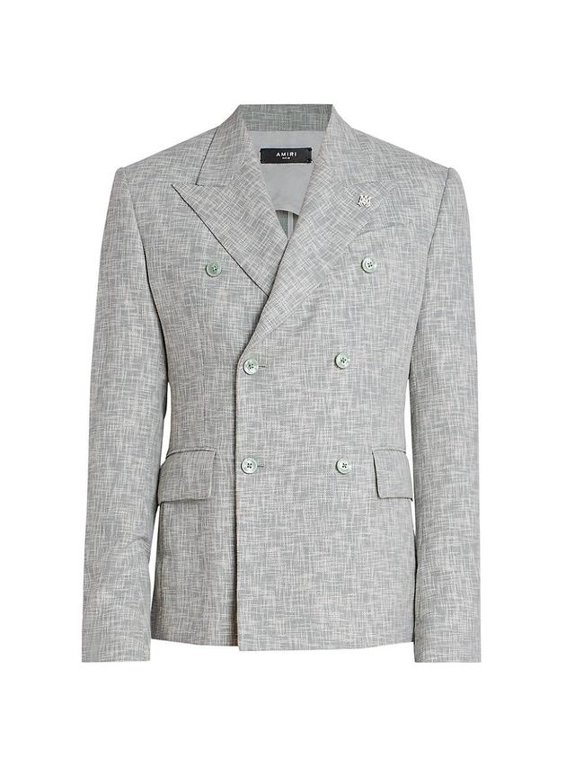 Mens Cross-Hatch Wool-Blend Double-Breasted Blazer Product Image