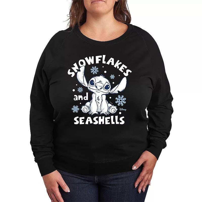 Disneys Lilo & Stitch Plus Size Snowflakes & Seashells Lightweight French Terry Sweatshirt, Womens Product Image