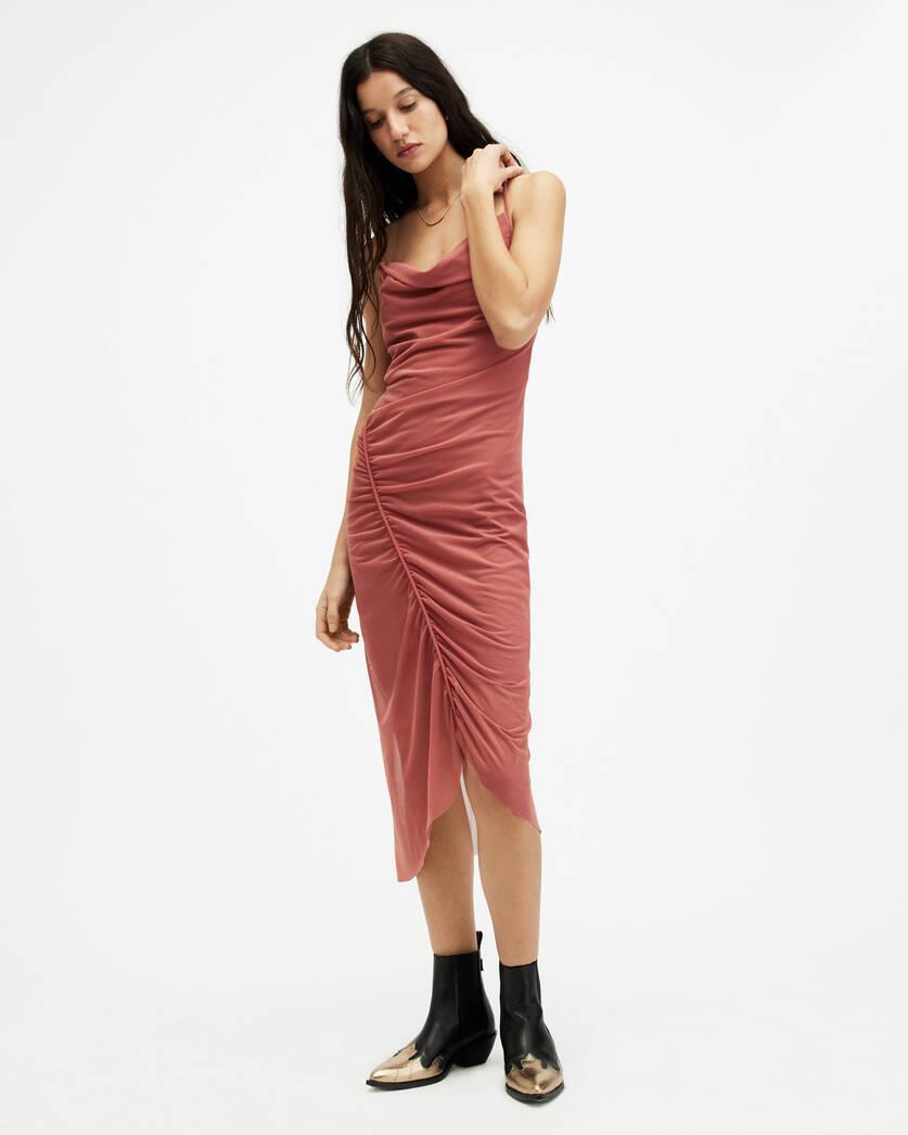 Ulla Mesh Draped Midi Dress Product Image