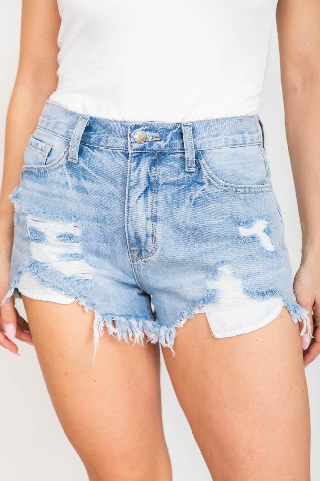 Southern Destination Raw Hem Light Wash Jean Shorts FINAL SALE Product Image