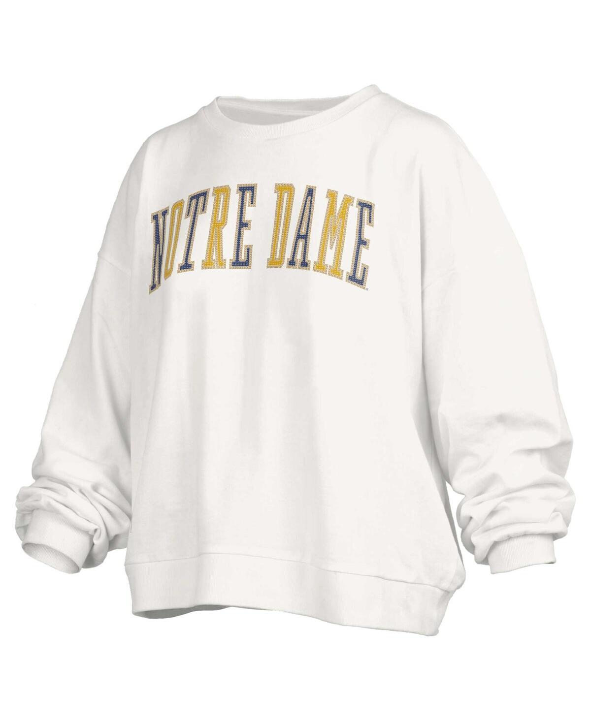 Pressbox Womens White Notre Dame Fighting Irish Janise Waist Length Oversized Pullover Sweatshirt Product Image