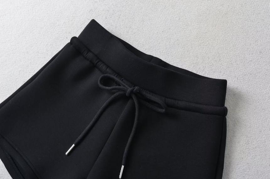 Drawstring Waist Plain Sweat Shorts Product Image