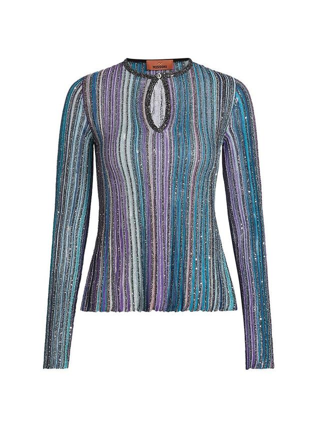 Womens Metallic Stripe Top Product Image