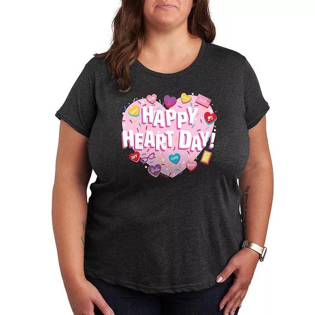 Plus Size Barbie Happy Heart Day Graphic Tee, Womens Grey Blue Product Image