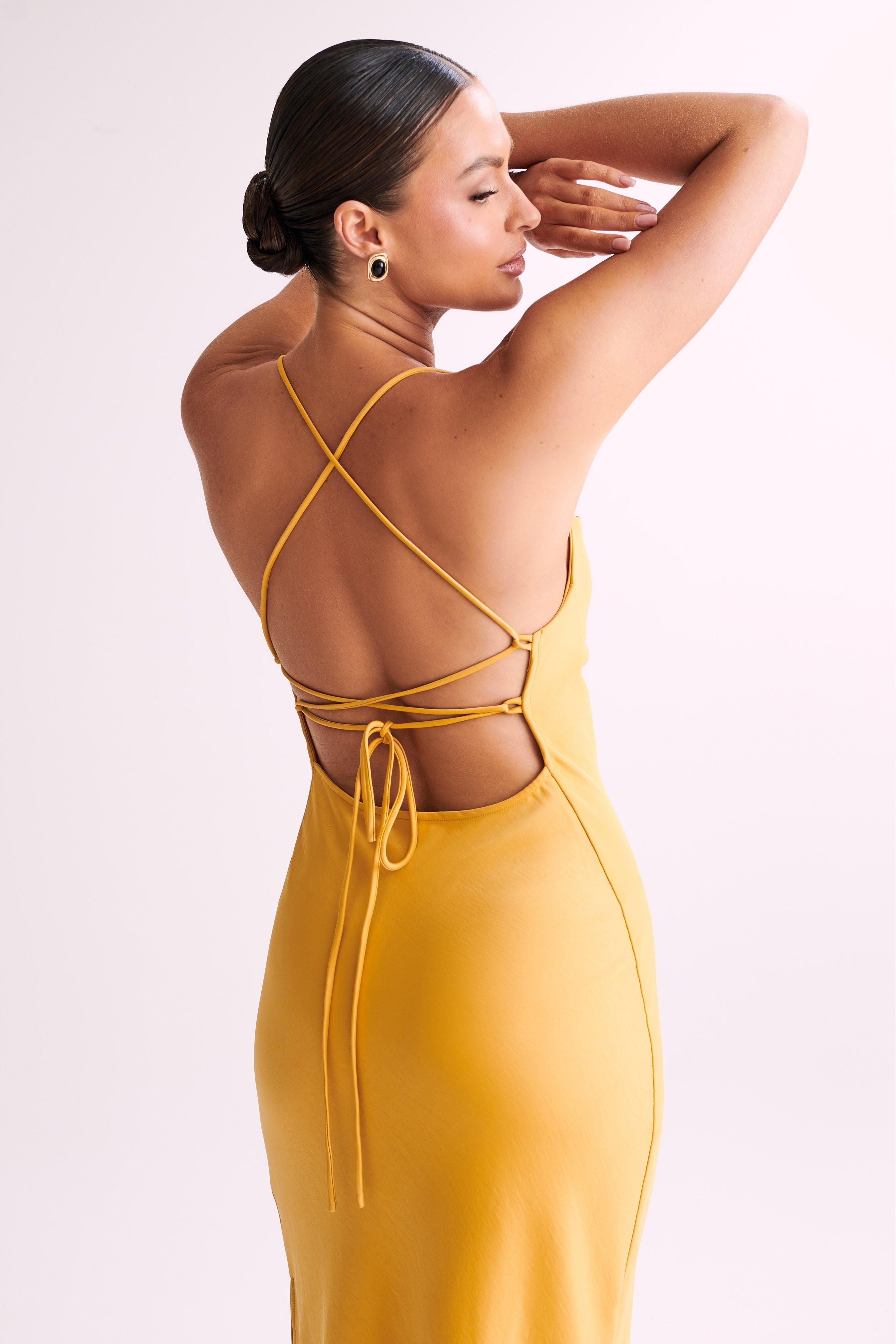 Sydney Straight Neck Slip Maxi Dress - Yellow Product Image