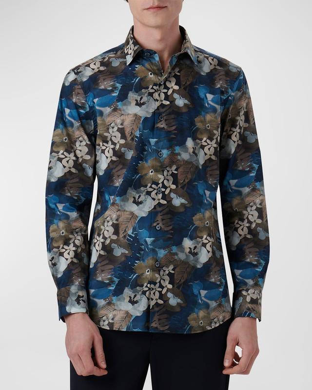 Mens Shaped Floral-Print Sport Shirt Product Image