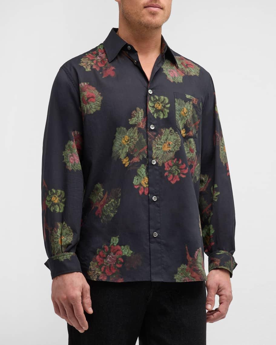 Mens Cloak Floral Cotton Button-Front Shirt Product Image