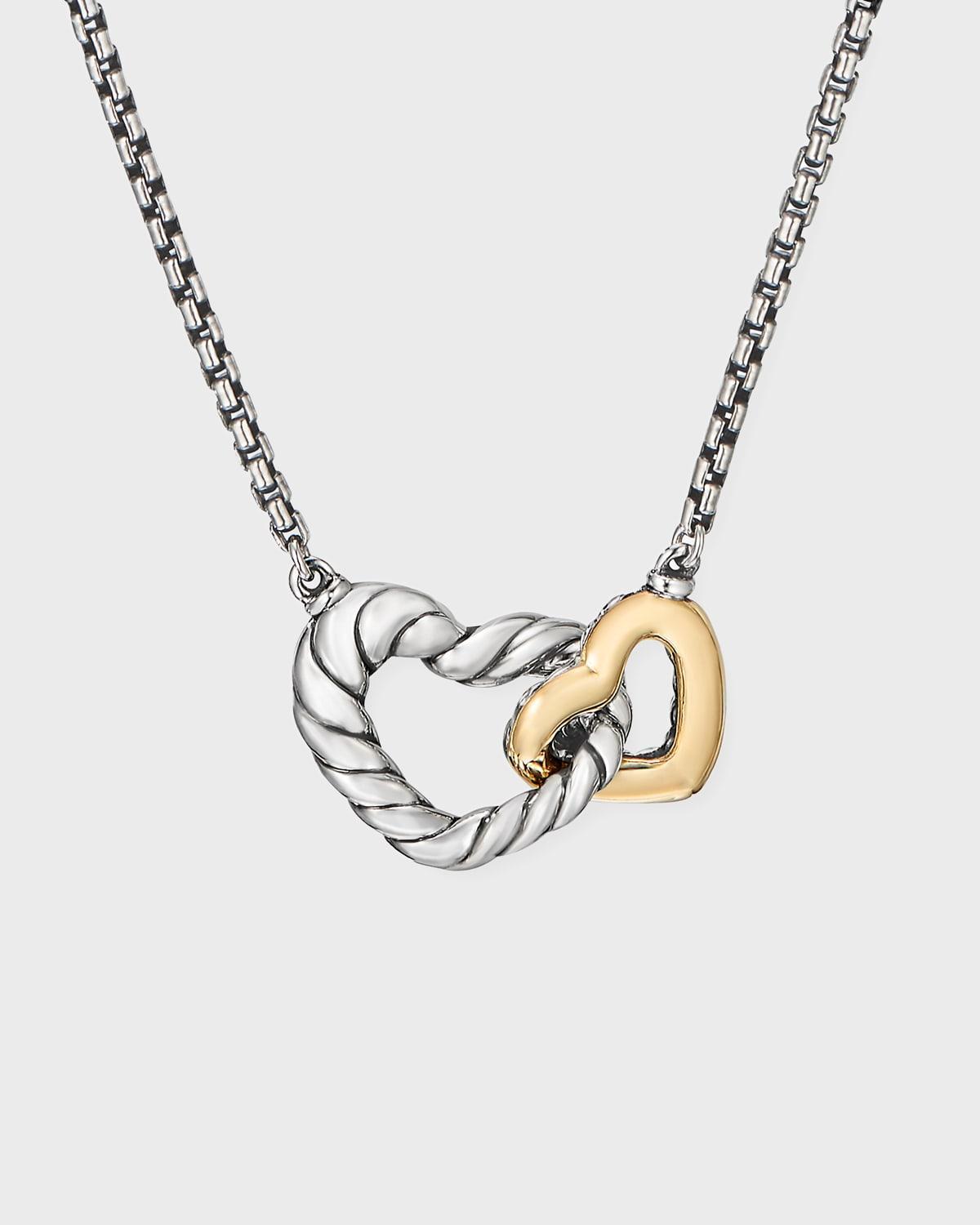 Womens Cable Collectibles Interlocking Heart Necklace in Sterling Silver with 18K Yellow Gold Product Image