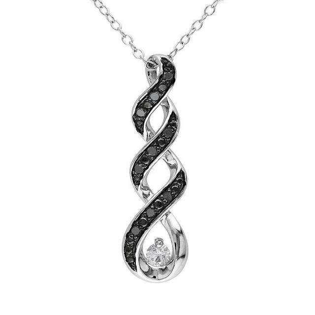 Stella Grace 1/10 Carat T.W. Black Diamond and Lab-Created White Sapphire Sterling Silver Twist Pendant Necklace, Womens Product Image