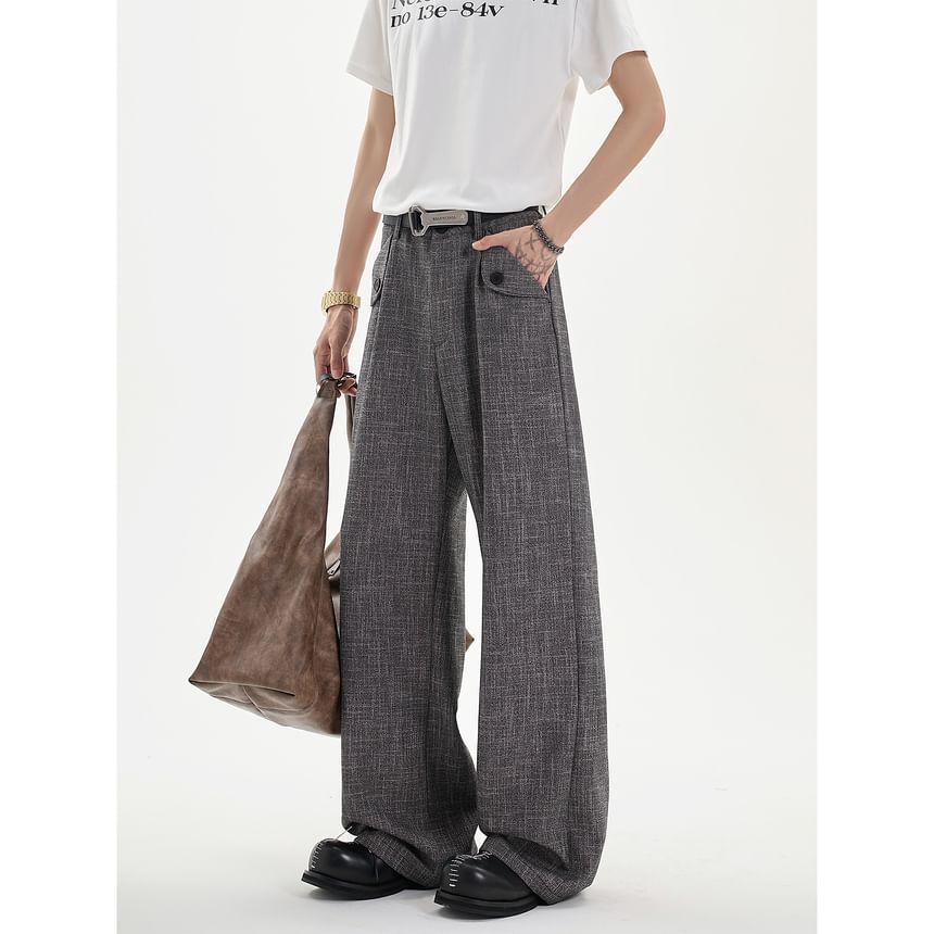 Mid Rise Melange Straight Leg Dress Pants Product Image