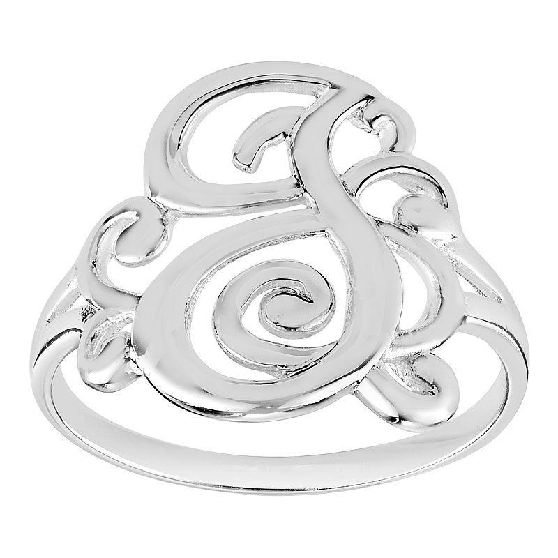 Womens PRIMROSE Sterling silver polished monogram initial B band ring size 7., Womens Grey Product Image