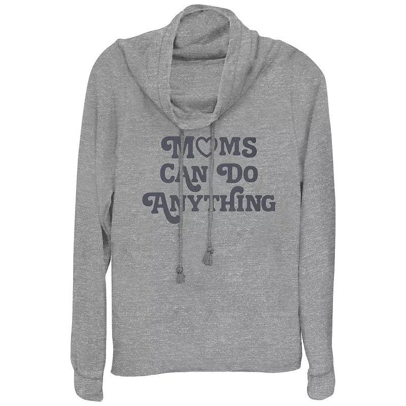 Womens Moms Can Do Anything Cowlneck Graphic Lightweight Long Sleeve Gray Grey Product Image