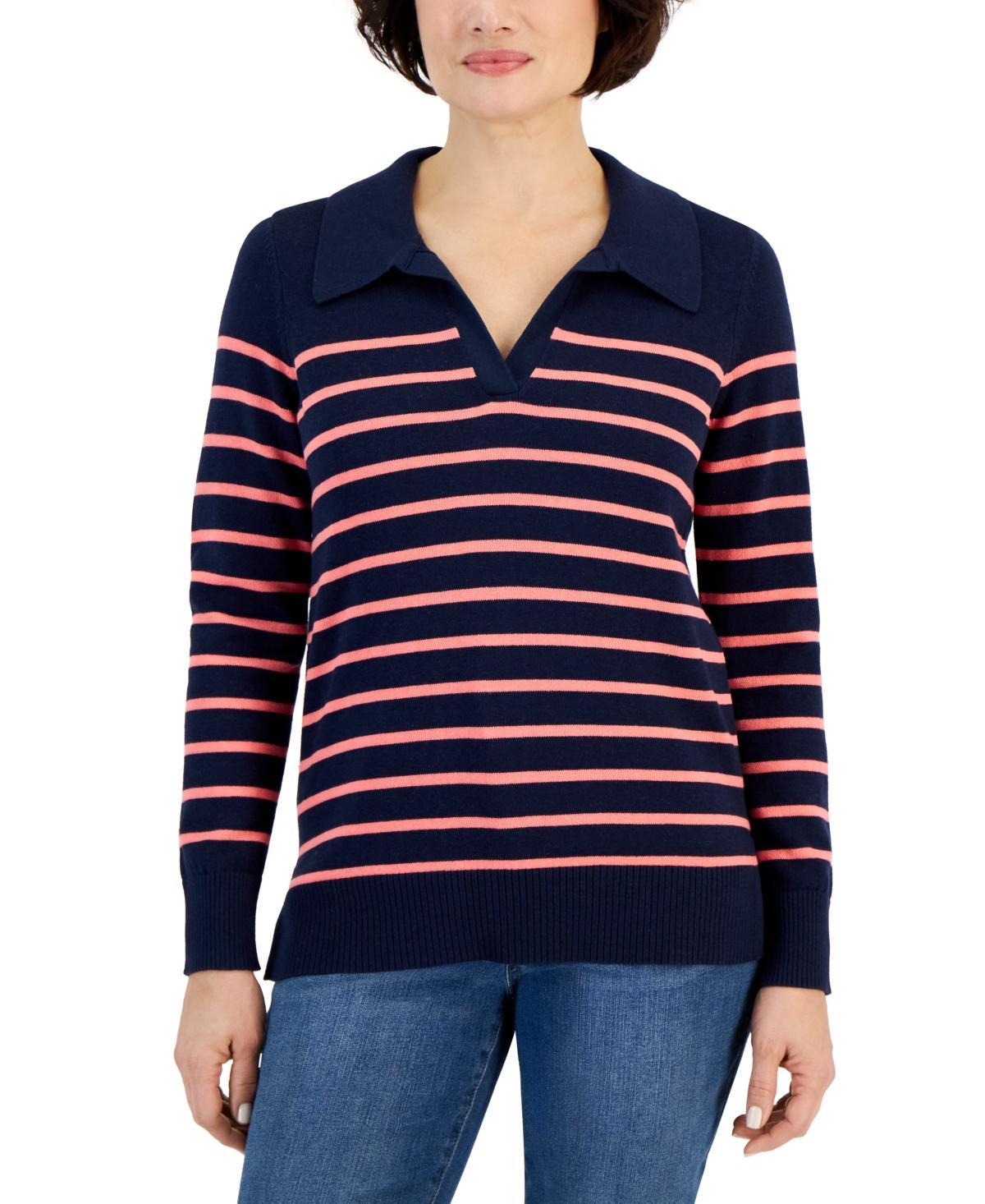 Style & Co Womens Striped Collared Tunic Sweater, Created for Macys Product Image