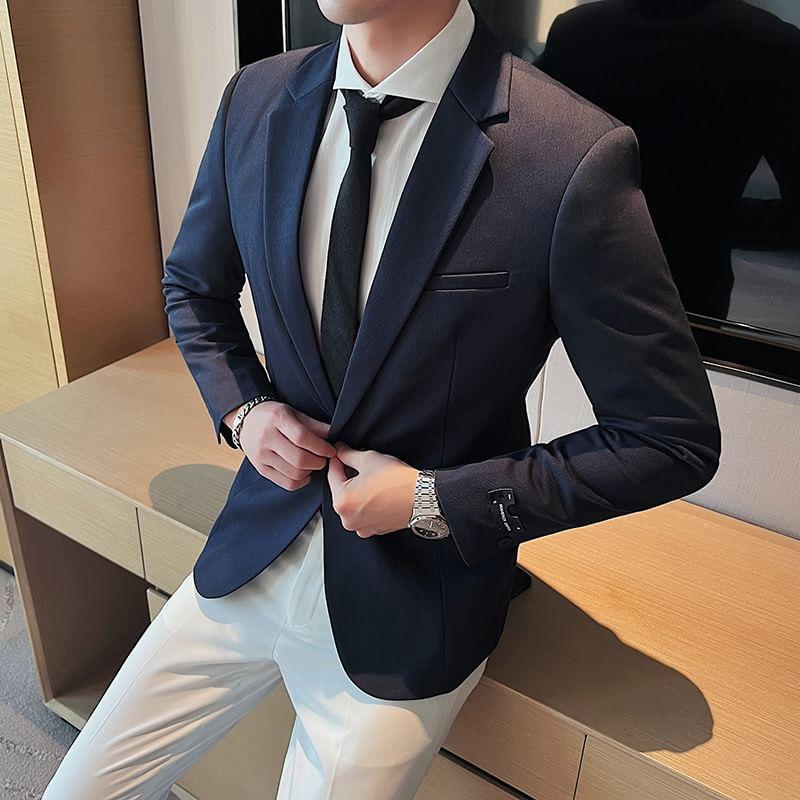 Plain Single-Button Blazer Product Image