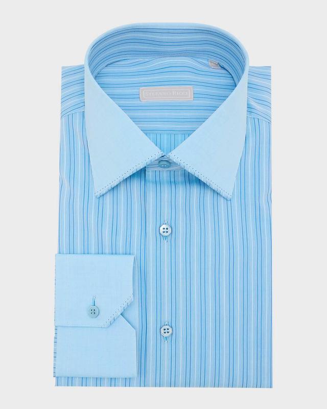 Mens Cotton Stripe Dress Shirt Product Image