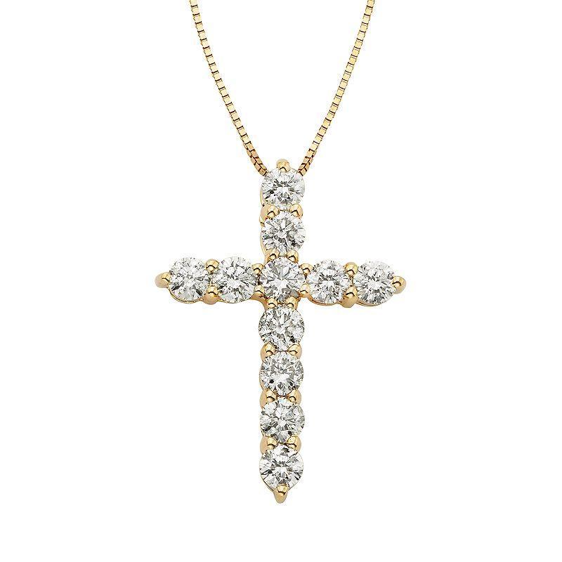 The Regal Collection 1 Carat T.W. IGL Certified Diamond 14k Gold Cross Pendant Necklace, Womens White Product Image