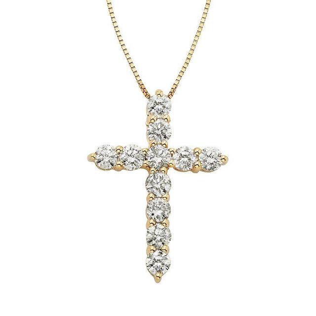 1 Carat T.W. IGL Certified Diamond 14k Gold Cross Pendant Necklace, Womens, Size: 18, White Product Image