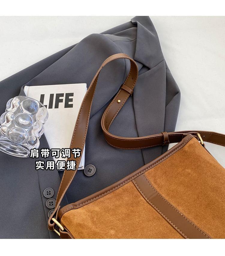 Panel Faux Suede Bucket Bag Product Image