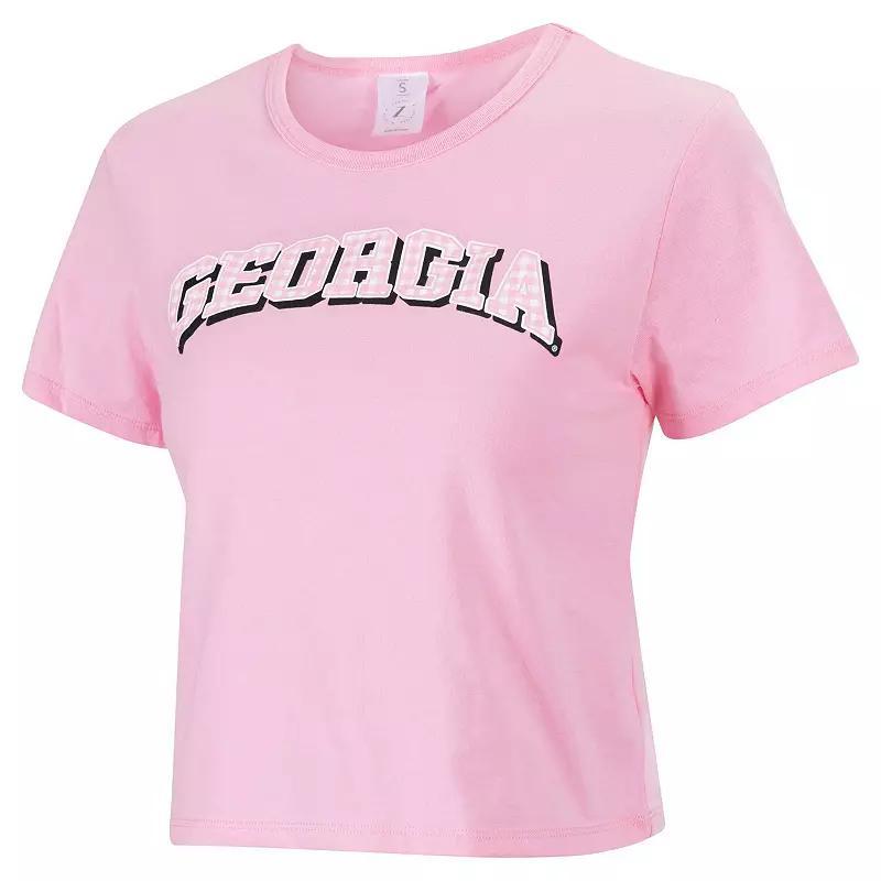 Womens ZooZatz Georgia Bulldogs Gingham Logo Cropped T-Shirt Product Image