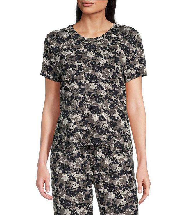 Half Moon by Modern Movement Floral Camo Jersey Knit Short Sleeve Round Neck Coordinating High-Low Hem Lounge Top Product Image