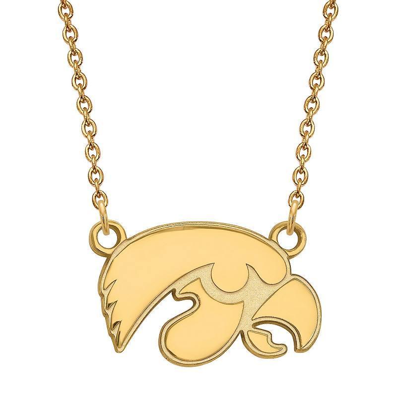 LogoArt Sterling Silver 14K Gold Plated Iowa Hawkeyes Small Pendant, Womens Product Image