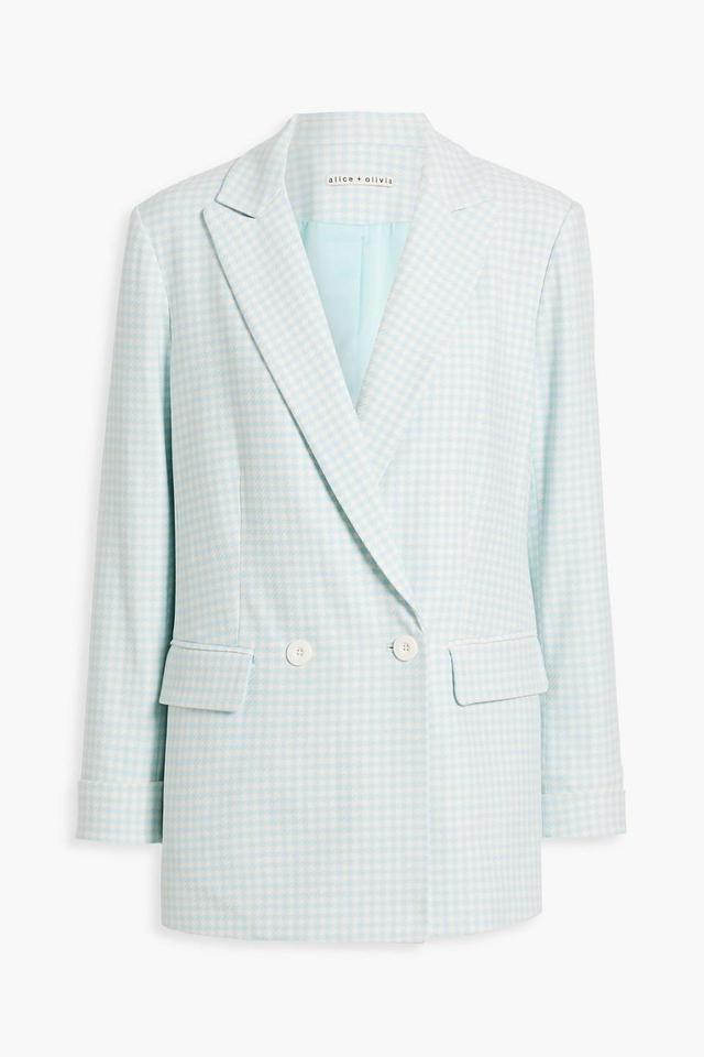 Justin Double-breasted Gingham Twill Blazer In Sky Blue Product Image