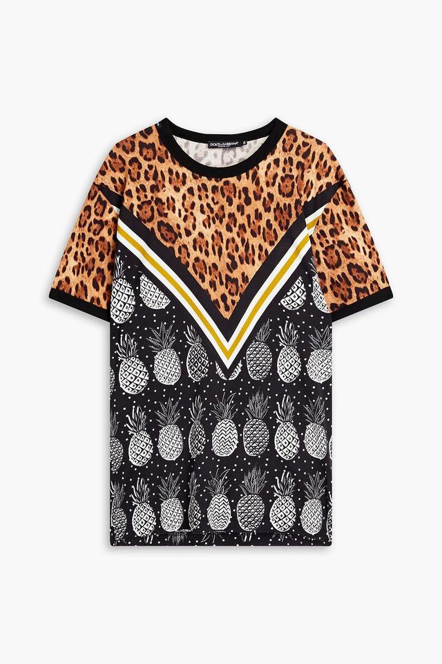 Printed Cotton-jersey T-shirt In Animal Print Product Image