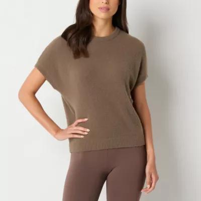 Stylus Womens Crew Neck Short Sleeve Pullover Sweater Product Image