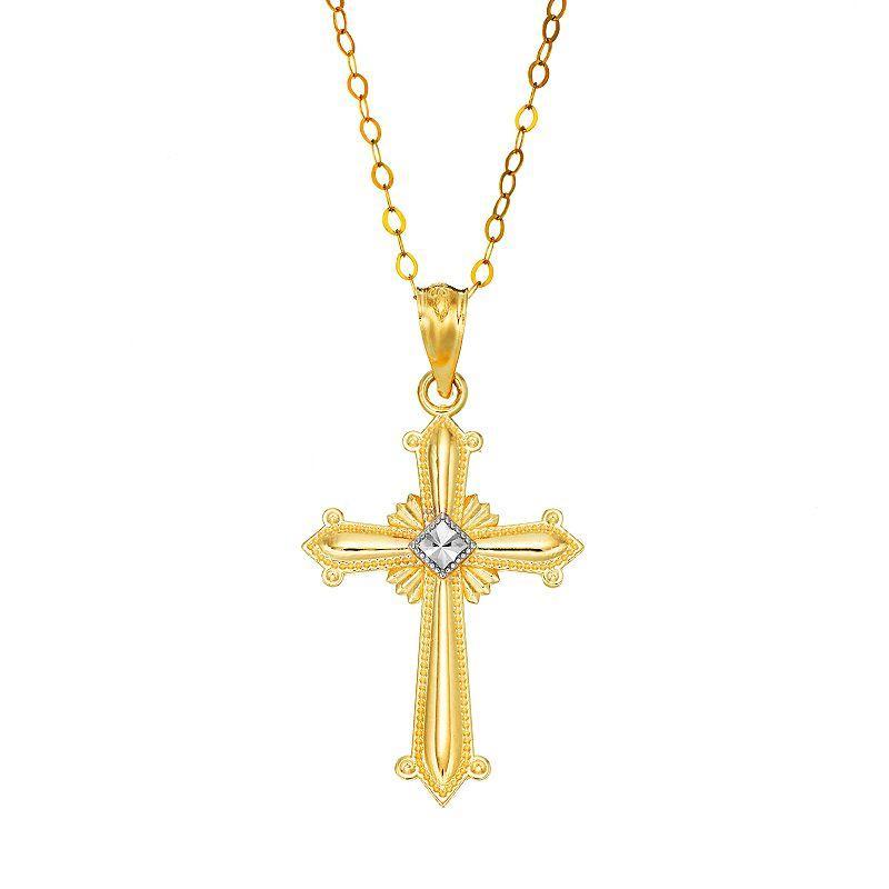 10k Gold Cross Pendant Necklace, Womens Product Image