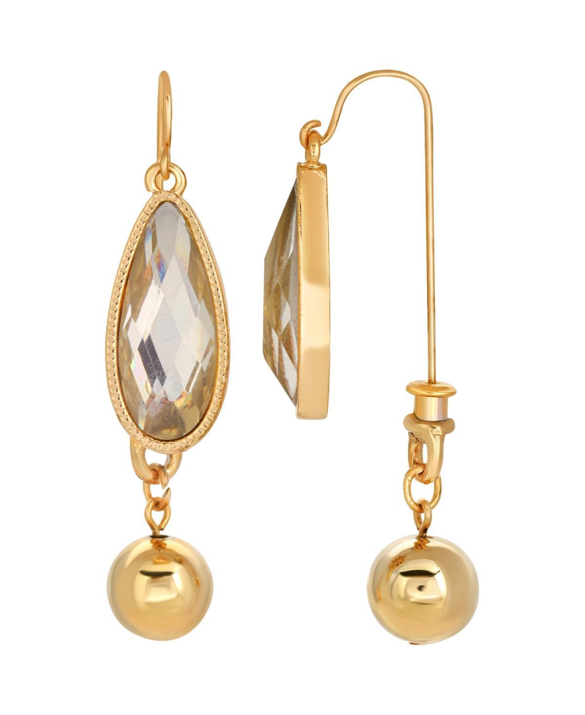 1928 Gold Tone Simulated Crystal Teardrop Front-Back Earrings, Womens, Beige Product Image